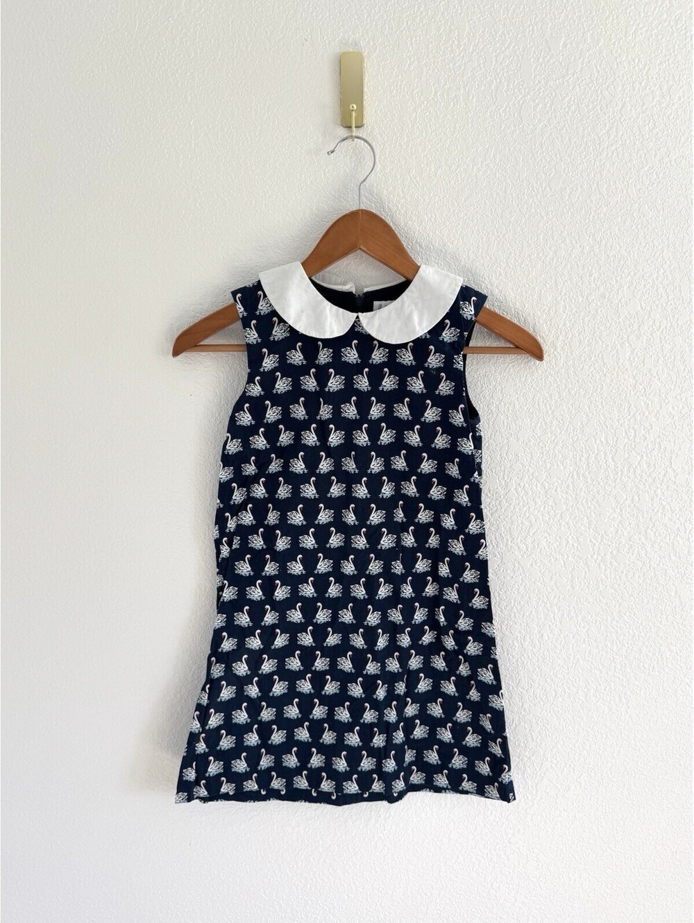 Rachel Riley Girls 8Y Mini Me Sleeveless Swan Navy Mini Dress Collared